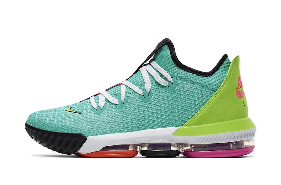 GmarShops Zoom Lebron 16 301 Nike React foam reduces stud pressure Nike LeBron 16 Low Air LBJ Hyper Jade Total Orange Electric Green CI2668