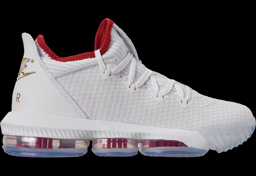 Nike LeBron 16 Low NBA Draft White Metallic Gold University Red CI2668 100 Fea kpiShops nike lunarfly 306 on feet and ankle support center Zoom Lebron 16