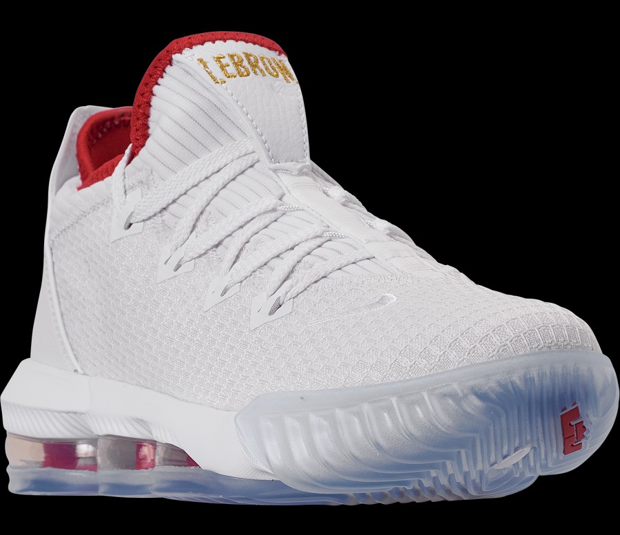 Nike LeBron 16 Low NBA Draft White Metallic Gold University Red CI2668 100 Fea kpiShops nike lunarfly 306 on feet and ankle support center Zoom Lebron 16