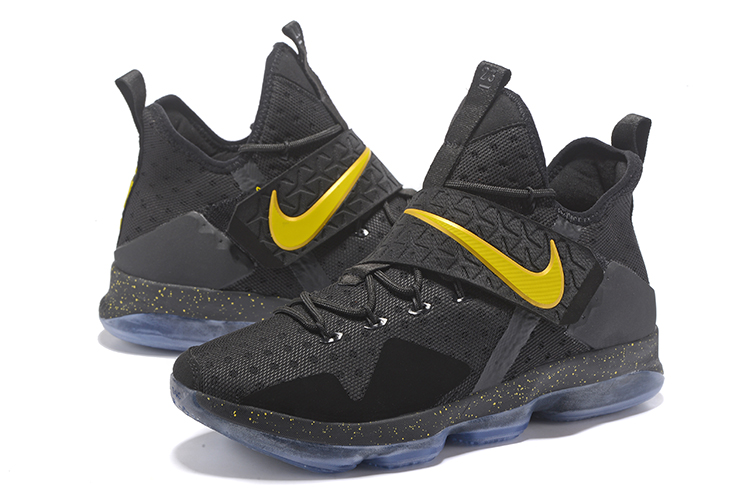 007 GmarShops Francesina lace Oxford shoes Lebron XIV 14 Nike Zoom LeBron XIV 14 black yellow Men basketball shoes 852405