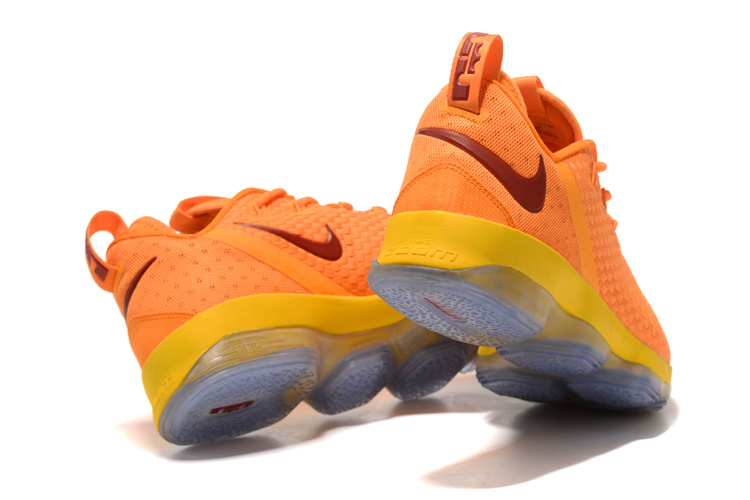 Lebron XIV 14 Low Nike Zoom Lebron XIV 14 Low Men Basketball Shoes Orange Yellow 878636 StclaircomoShops logo patch touch strap sandals