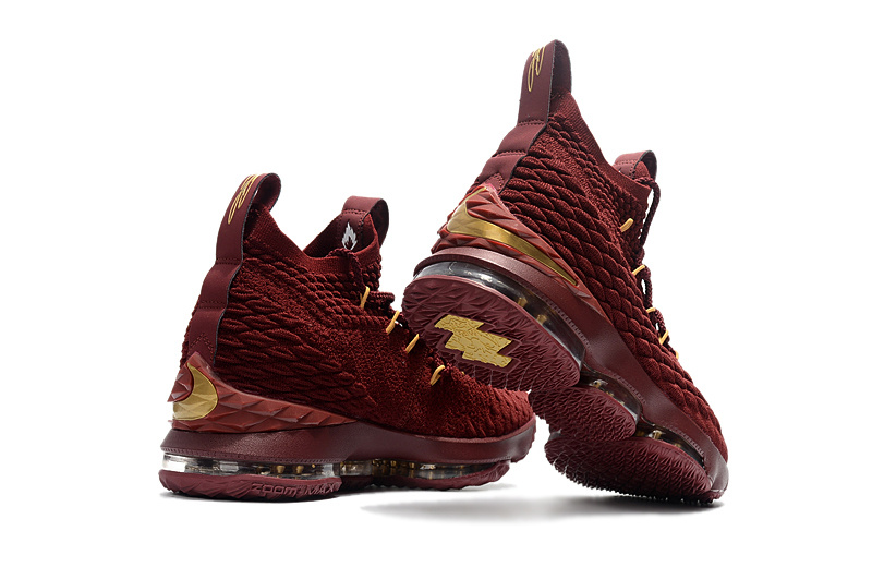Lebron 15 burgundy and gold hot sale