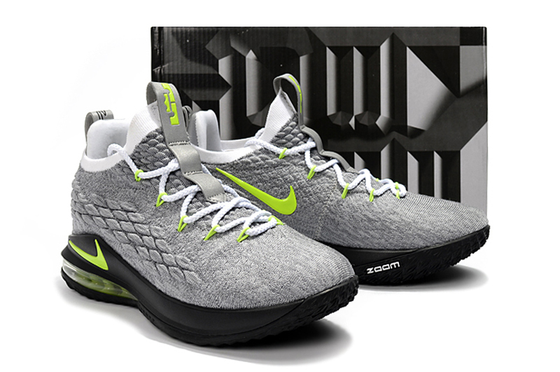 Lebron 15 grey and green clearance