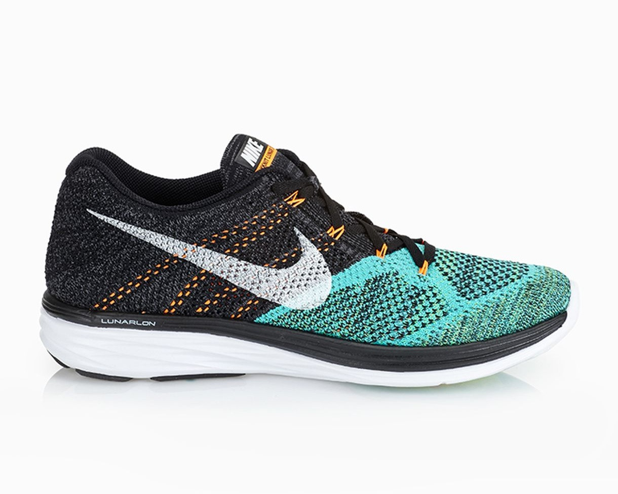 Nike glami Flyknit Lunar 3 Black White Hyper Ttl Orng Mens Running Shoes - nike shox gray and turquoise background - 008 - GmarShops