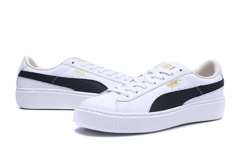 - StclaircomoShops - Göğsün ortasında Puma Yazısı - Puma Basket Platform Core White Gold Shoes 364040