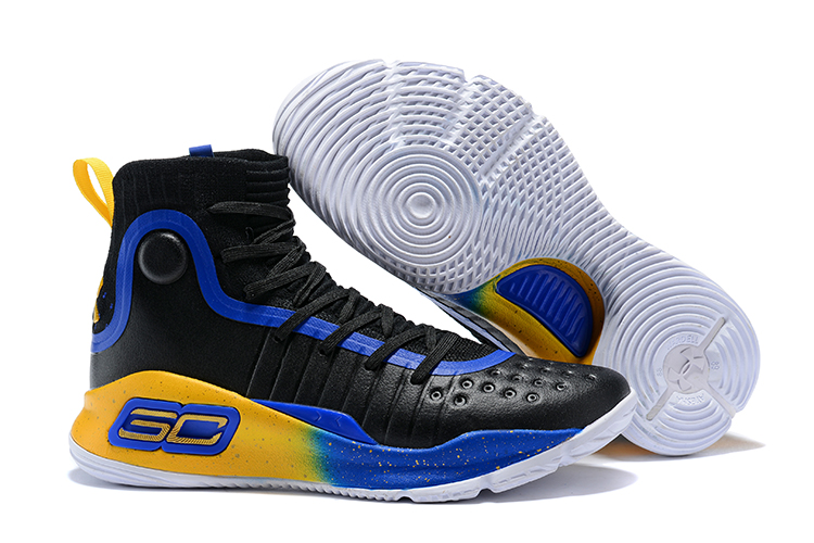 steph curry - Under UA Curry 4 IV High Men Basketball Shoes Royal Blue Yellow Black Hot New - StclaircomoShops